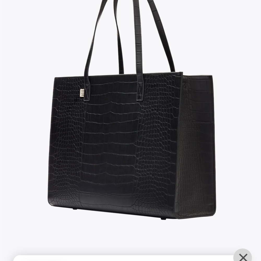 BEIS Large Tote Bag in Black Croc